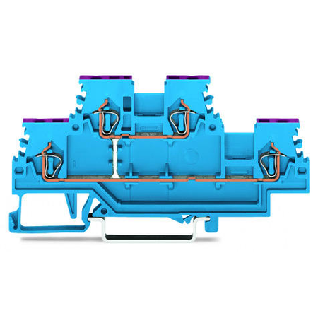 Double-deck terminal block; 4-conductor through terminal block; N; suitable for Ex i applications; internal commoning; conductor entry with violet marking; for DIN-rail 35 x 15 and 35 x 7.5; 1.5 mm²; CAGE CLAMP®; 1,50 mm²; blue