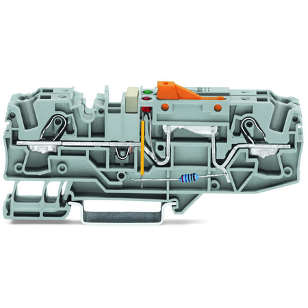 Ground conductor disconnect terminal block; with test option; with orange disconnect link; 120 V; 6 mm²; Push-in CAGE CLAMP®; 6,00 mm²; gray