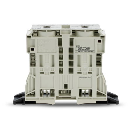 2-conductor through terminal block; 185 mm²; suitable for Ex e II applications; lateral marker slots; with fixing flanges; POWER CAGE CLAMP; 185,00 mm²; light gray
