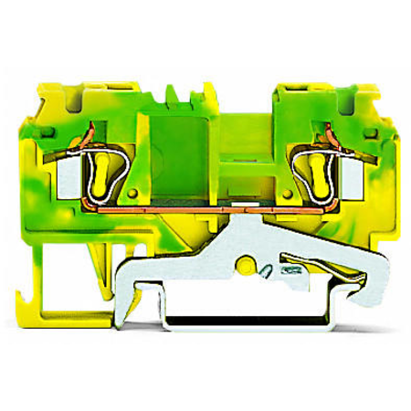 2-conductor ground terminal block; 4 mm²; side and center marking; for DIN-rail 35 x 15 and 35 x 7.5; CAGE CLAMP®; 4,00 mm²; green-yellow