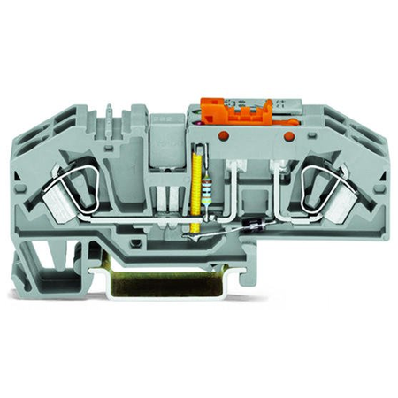 Ground conductor disconnect terminal block; with test option; with orange disconnect link; 120 V; 6 mm²; CAGE CLAMP®; 6,00 mm²; gray