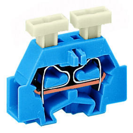 2-conductor terminal block; suitable for Ex i applications; on both sides with push-button; with fixing flange; for screw or similar mounting types; Fixing hole 3.2 mm Ø; 2.5 mm²; CAGE CLAMP®; 2,50 mm²; blue