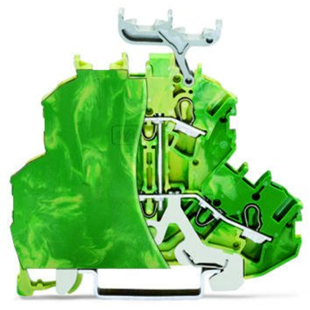 Double-deck terminal block; 4-conductor ground terminal block; PE; with marker carrier; internal commoning; for DIN-rail 35 x 15 and 35 x 7.5; 2.5 mm²; Push-in CAGE CLAMP®; 2,50 mm²; green-yellow