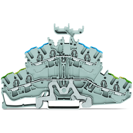 4-conductor double deck terminal block; Ground conductor/through terminal block; PE/N; with marker carrier; Blue conductor entry upper deck; for DIN-rail 35 x 15 and 35 x 7.5; 2.5 mm²; Push-in CAGE CLAMP®; 2,50 mm²; gray