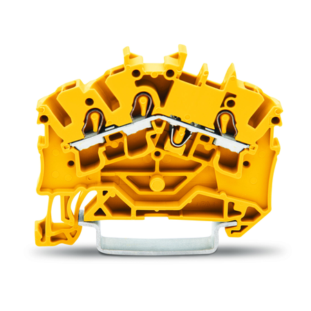 3-conductor through terminal block; 2.5 mm²; suitable for Ex e II applications; side and center marking; for DIN-rail 35 x 15 and 35 x 7.5; Push-in CAGE CLAMP®; 2,50 mm²; yellow