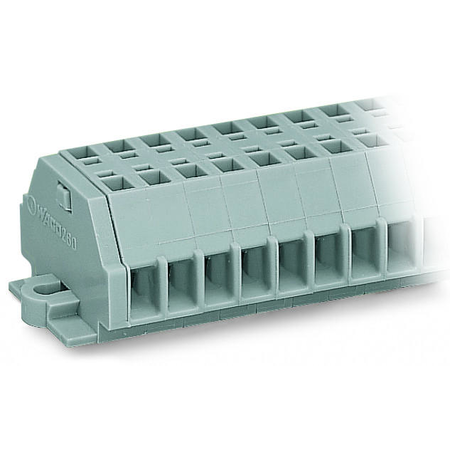 2-conductor terminal strip; 8-pole; without push-buttons; with snap-in mounting feet; for plate thickness 0.6 - 1.2 mm; Fixing hole 3.5 mm Ø; 1.5 mm²; CAGE CLAMP®; 1,50 mm²; gray
