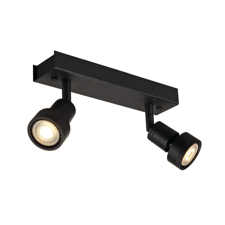 Corp iluminat tavan, puri de perete luminita gu10, negru cu doua capete, qpar51, negru mat, max. 100 w, cu inel deco,