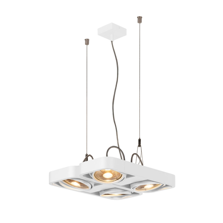 Lampa suspendata, lustra aixlight® pendant gu10, white pendant, four-headed, qr111, square, white, l/w/h 40/36/5 cm, 4x75w max.,