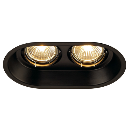 Spot incastrat, HORN Ceiling lights GU10, black recessed fitting, double-headed, QPAR51, oval, matt black, max. 100W, tiltable, incl. clip springs,