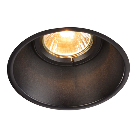 Spot incastrat, HORN-T Ceiling lights GU10, black recessed fitting, QPAR51, round, matt black, tiltable, max. 50W, incl. clip springs,