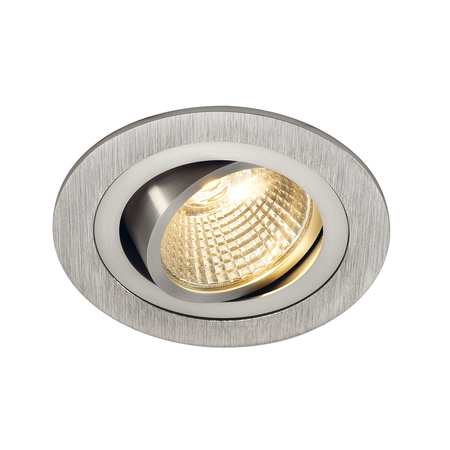 Spot incastrat, NEW TRIA 77 Ceiling lights, aluminium single-headed LED, 2700K, round, brushed aluminium, 38°, 9.1W, incl. driver, clip springs,