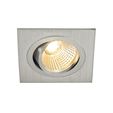 Spot incastrat, NEW TRIA 77 Ceiling lights, aluminium single-headed LED, 2700K, square, brushed aluminium, 38°, 9.1W, incl. driver, clip springs,