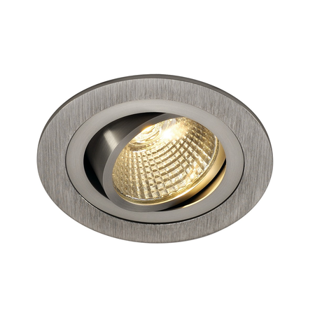 Spot incastrat, NEW TRIA 77 Ceiling lights, aluminium single-headed LED, 3000K, round, brushed aluminium, 38°, 9.1W, incl. driver, clip springs,