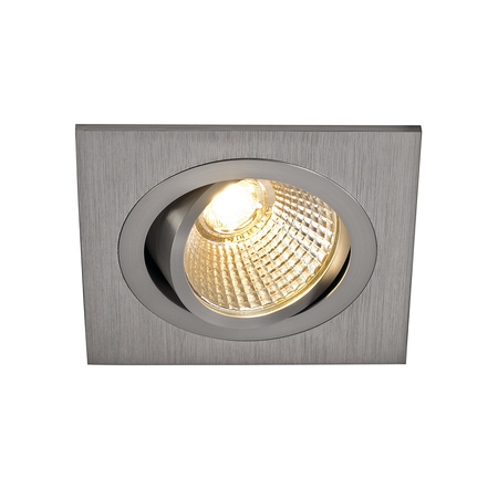 Spot incastrat, NEW TRIA 77 Ceiling lights, aluminium single-headed LED, 3000K, square, brushed aluminium, 38°, 9.1W, incl. driver, clip springs,