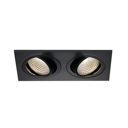 Spot incastrat, NEW TRIA 155 Ceiling lights, black double-headed LED, 3000K, rectangular, matt black, 38°, 15W, incl. driver, clip springs,