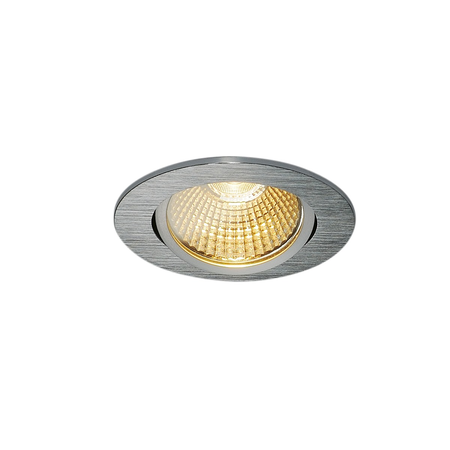 Spot incastrat, NEW TRIA 68 Ceiling lights, aluminium recessed fitting, LED, 3000K, round, brushed aluminium, 38°, 12W, incl. driver, clip springs,