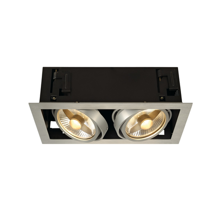 Spot incastrat, KADUX Ceiling lights GU10, aluminium double-headed, QPAR111, rectangular, brushed aluminium, max. 150W,