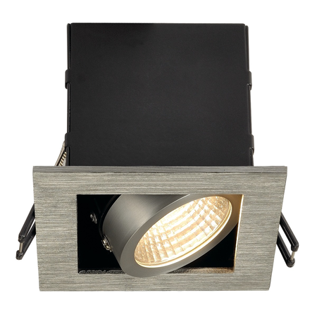 Spot incastrat, KADUX Ceiling lights, aluminium single-headed LED, 3000K, square, brushed aluminium, 38°, 9W, incl. driver,