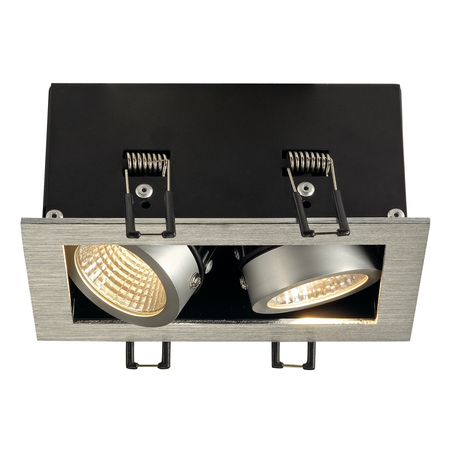 Spot incastrat, KADUX Ceiling lights, aluminium double-headed LED, 3000K, rectangular, brushed aluminium, 38°, 15W, incl. driver,