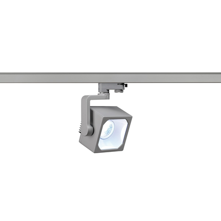 Iluminat decorativ pe sina, EURO Senile CUBE, la fata locului gri pentru 240V track 3 faze, LED, 4000K, gri-argintiu, 60 °, inclusiv. adaptor 3 faze,