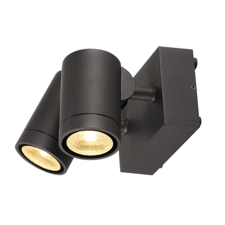 Corp iluminat de perete, aplica, lumini Helia perete, antracit perete de lumina in aer liber, cu doua capete, cu LED-uri, 3000K, IP55, antracit, inclinabila, 2x8W,