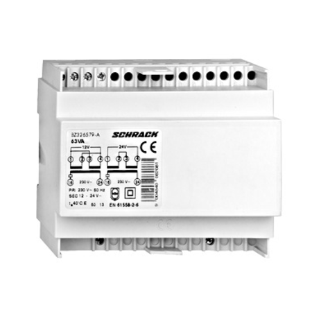 transformator de siguranta,63VA 230V-12/24V, 4 module