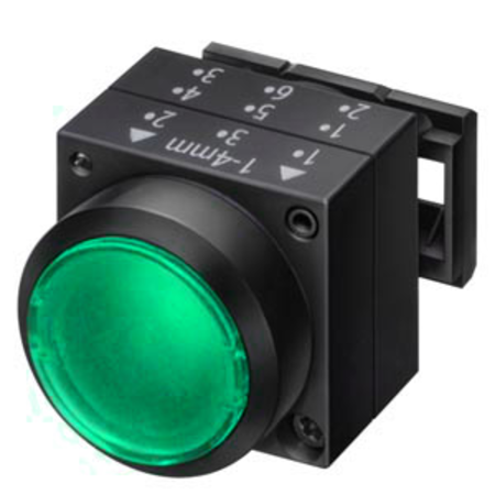 Buton comanda cu indicator luminos, verde, cu retinere