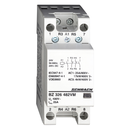 Contactor modular (2uh) 25a, 2nd+2ni, 24vca&cc