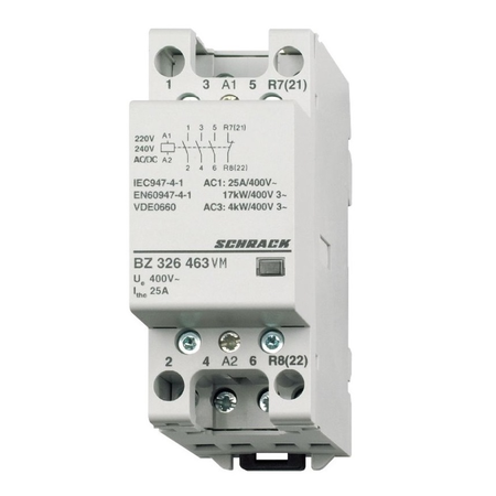 Contactor modular (2uh) 25a, 3nd+1ni, 230vca&cc