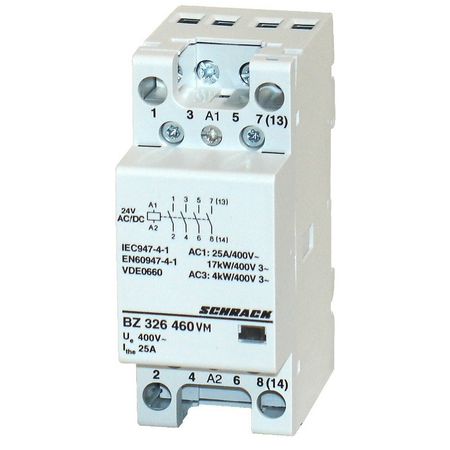 Contactor modular (2uh) 25a, 4nd, 24vca&cc