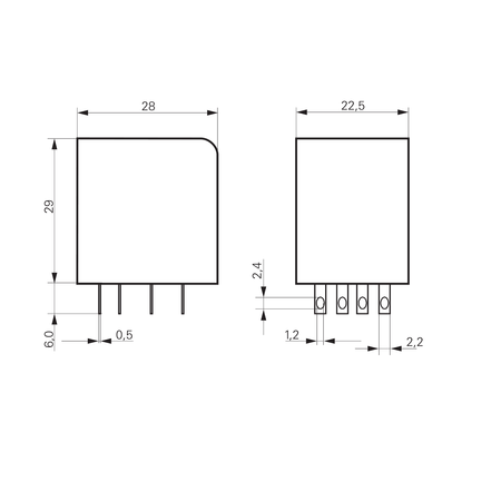 Releu PT 110 VDC, 4CC, 6A, cu LED si dioda de protectie