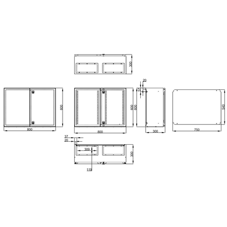 Cofret metal doua usi IP54 600x800x300 mm