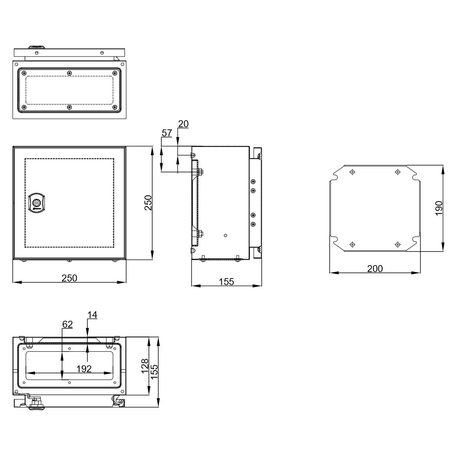 Schrack Cofret metal o usa ip65 250x250x155 mm