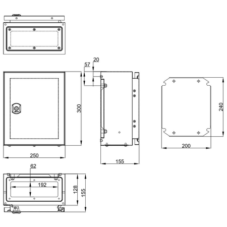 Cofret metal o usa ip65 300x250x155 mm