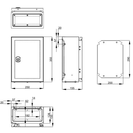 Cofret metal o usa ip65 350x250x155 mm