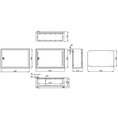 Cofret metal o usa ip65 400x600x210 mm