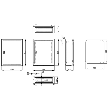 Cofret metal o usa IP65 500x400x155 mm