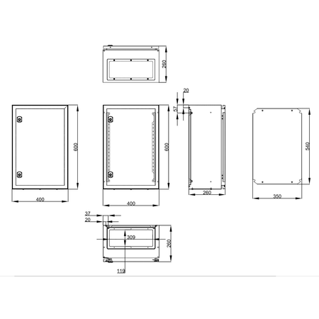 Cofret metal o usa IP65 600x400x260 mm