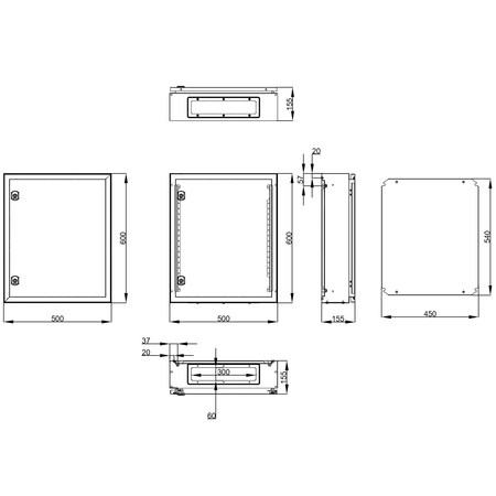 Cofret metal o usa IP65 600x500x155 mm