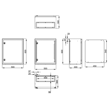 Cofret metal o usa IP65 600x500x300 mm