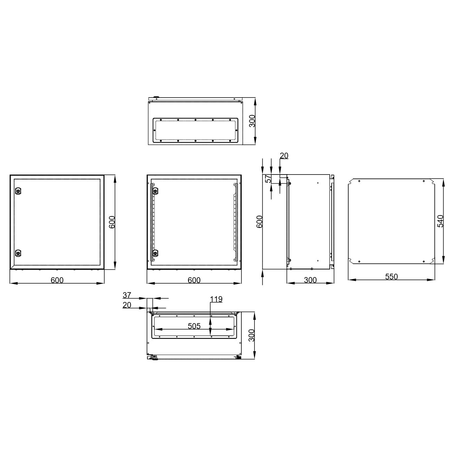 Cofret metal o usa IP65 600x600x300 mm