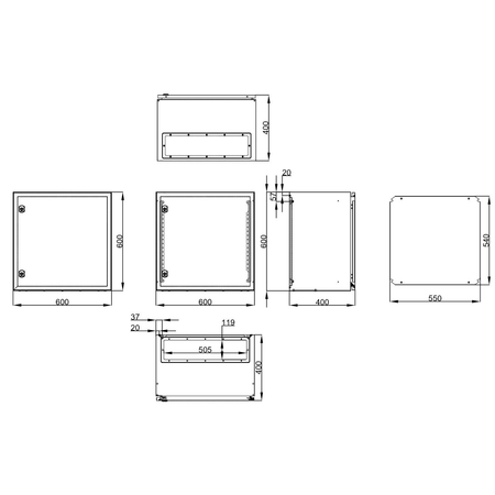 Cofret metal o usa IP65 600x600x400 mm