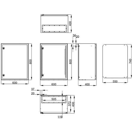 Cofret metal o usa IP65 800x600x400 mm