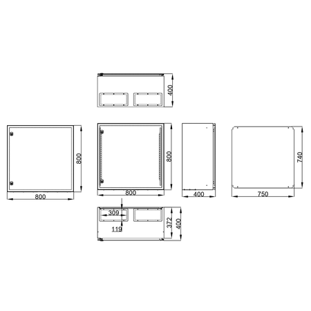 Cofret metal o usa IP65 800x800x400 mm