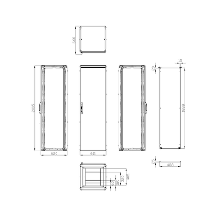 Dulap inseriabil 1 usa IP55 H=2000 L=600 A=600 mm