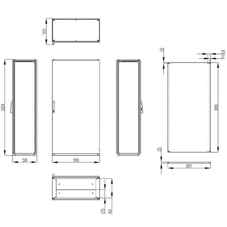 Dulap inseriabil cu 1 usa IP55 I=2000 L=1000 A=500 mm