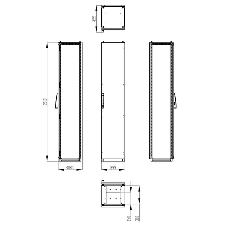 Dulap inseriabil cu 1 usa IP55 I=2000 L=400 A=400 mm