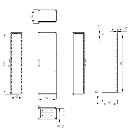 Dulap inseriabil cu 1 usa IP55 I=2000 L=600 A=400 mm