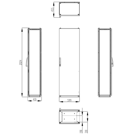 Dulap inseriabil cu 1 usa IP55 I=2000 L=600 A=400 mm