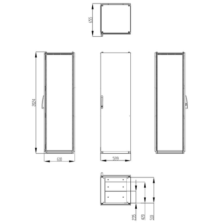 Dulap inseriabil cu 1 usa IP55 I=2000 L=600 A=600 mm